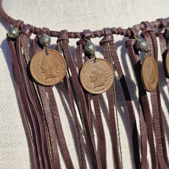 NWOB Astali Indian head coin bib necklace - Picture 8 of 16